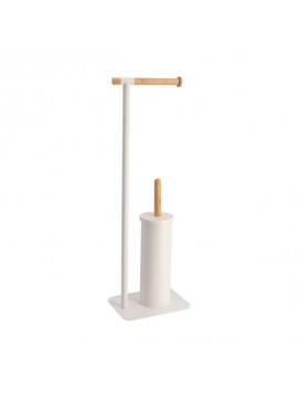 96162210 TENDANCE DRZAC TOALET PAPIRA I WC CETKA 22X16X69,5CM METAL/BAMBUS BELA