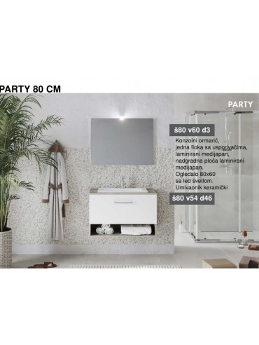 PARTY 80 CM SET ormarić sa umivaonikom, ogl. i lampom 80X54X46 PARTY 80 CM SET ormarić sa umivaonikom, ogl. i lampom 80X54X46
